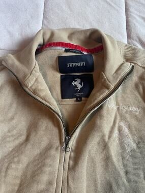 Ferrari Beige Zip Up Rodriguez Elbow Pads Racing Designer Driving Car Minimalist